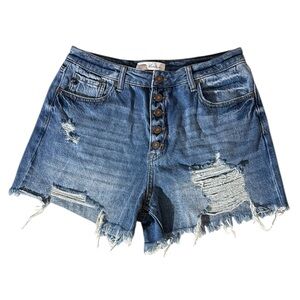 Kancan , size 11/29 , Blue Distressed Denim Shorts